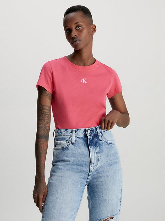 Calvin Klein USA Slim Organic Cotton Womens T-Shirt Pink 6370218-HY